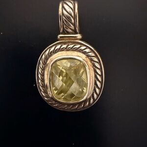 Elegant Gold and Sterling Silver Pendant with Yellow Gemstone